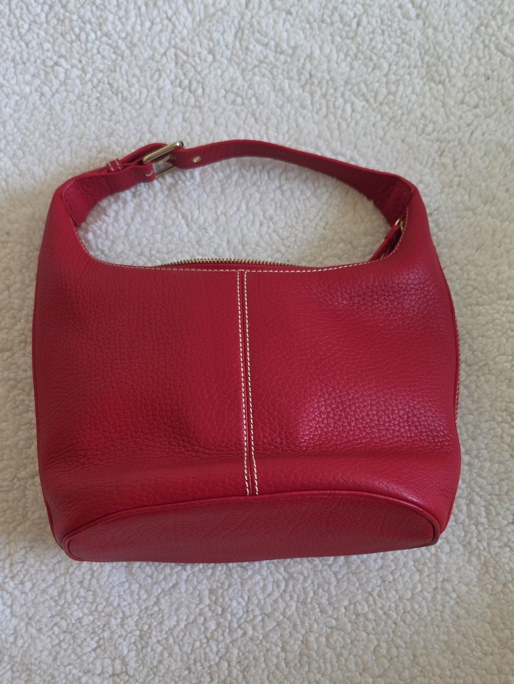 Red Leather Shoulder Bag - Women's Hobo Style